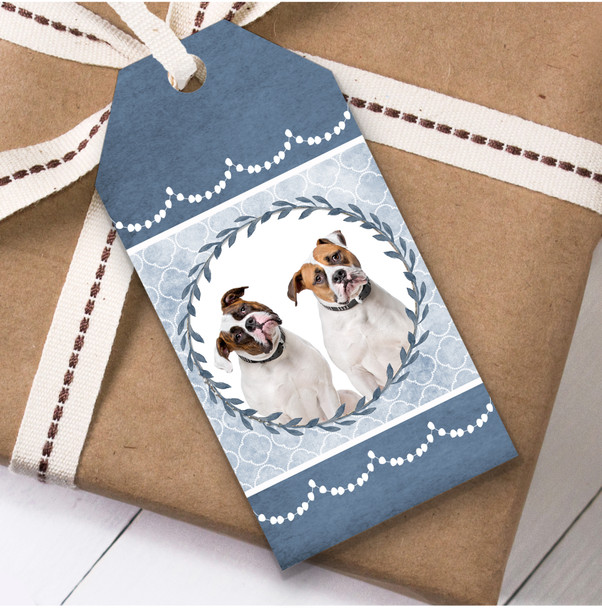 American Bulldog Dog Blue Birthday Present Favor Gift Tags