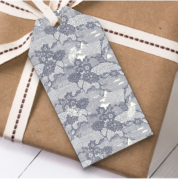 Grey Flower Cluster Spray Birthday Present Favor Gift Tags