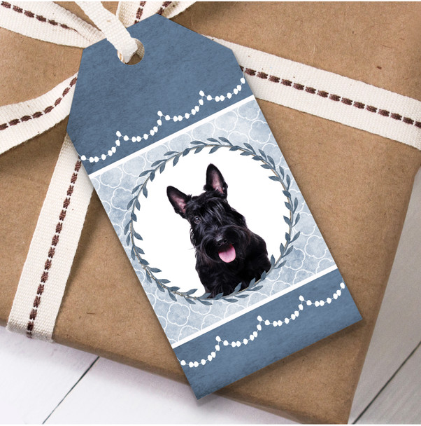 Scottish Terrier Dog Blue Birthday Present Favor Gift Tags