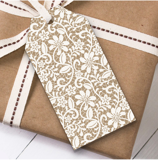 Floral Burlap Lace Kraft Birthday Present Favor Gift Tags