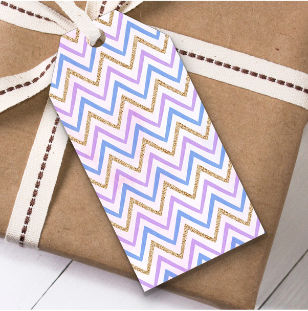 Lilac Gold Blue Chevrons Birthday Present Favor Gift Tags