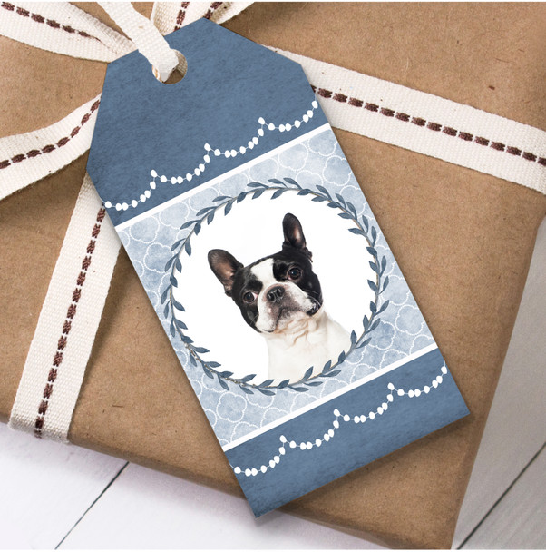 Boston Terrier Dog Blue Birthday Present Favor Gift Tags