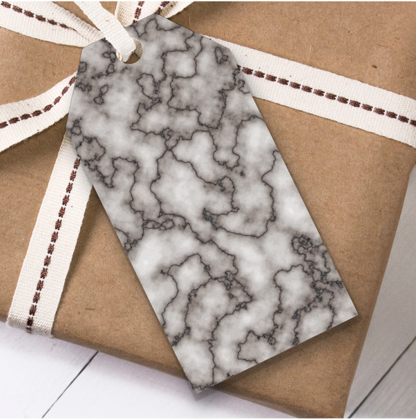 Grey Dark Marble Effect Birthday Present Favor Gift Tags