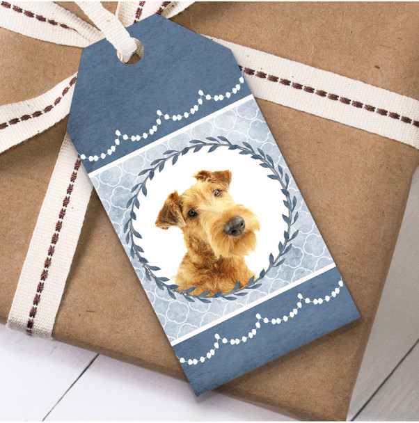 Irish Terrier Dog Blue Birthday Present Favor Gift Tags