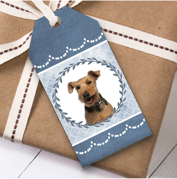 Welsh Terrier Dog Blue Birthday Present Favor Gift Tags