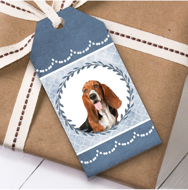 Basset Hound Dog Blue Birthday Present Favor Gift Tags