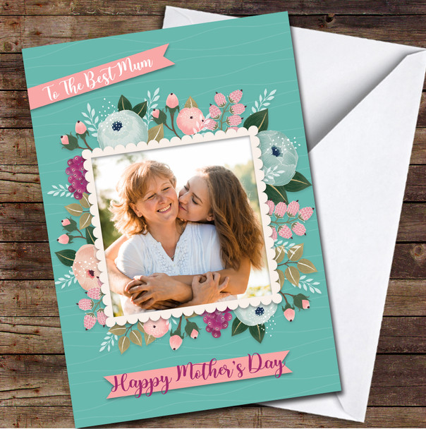 Your Photo Green Flowers Mother's Day Card