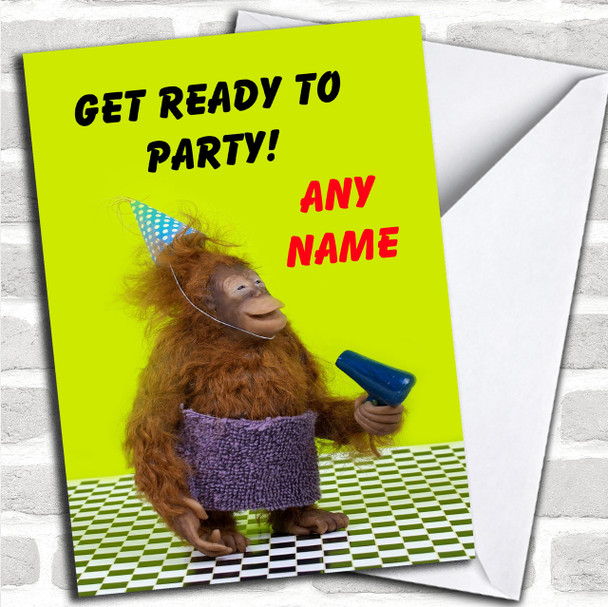 Funny Party Monkey Personalized Birthday Card