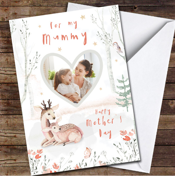 Mother Deer Forest Your Photo Delicate Mummy Orange Mother's Day Card