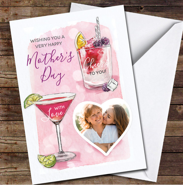 Cocktail Pink Your Photo Personalized Mother's Day Card