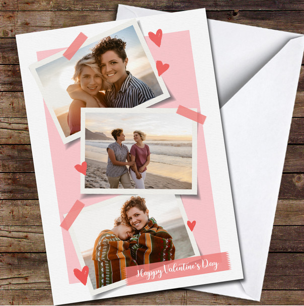 Pink Background Your Photo Personalized Valentine's Day Card