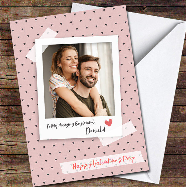 Your Photo Pink Dotty Personalized Valentine's Day Card