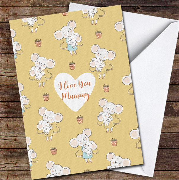 Mother And Baby Cute Mice Pattern Personalized Mother's Day Card