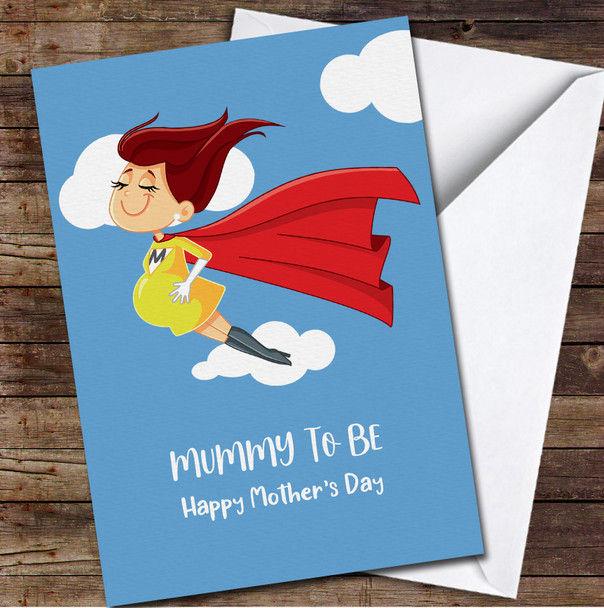 Cartoon Flying Women Mummy To Be Personalized Mother's Day Card