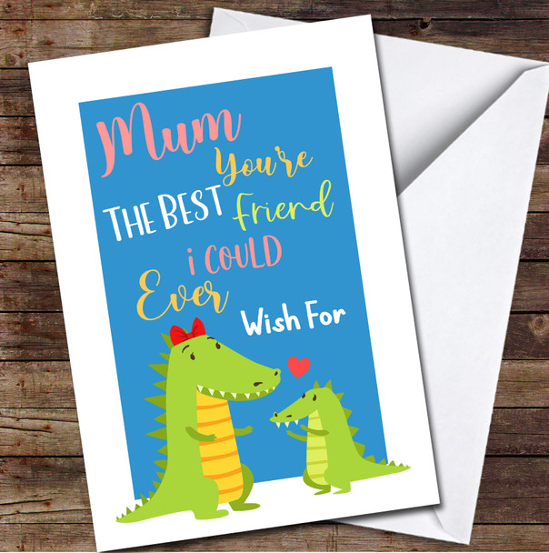 Crocodile Mum With Baby Blue Personalized Mother's Day Card