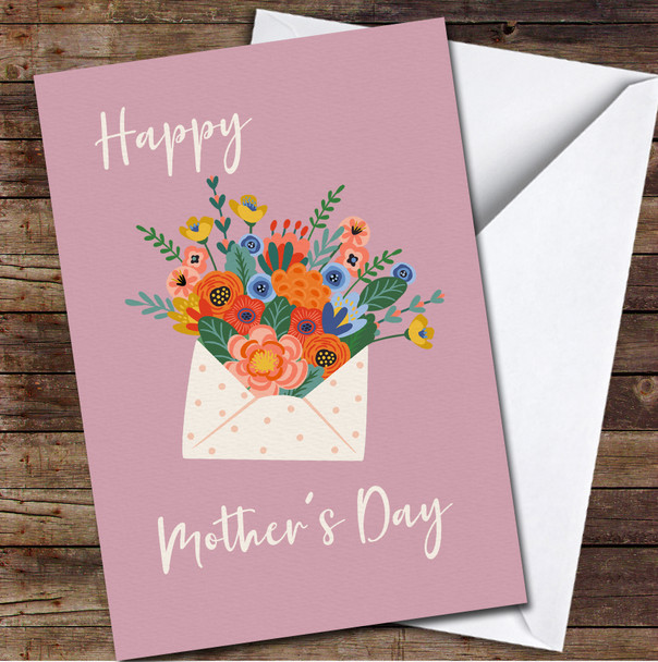 Orange Flowers In Envelope Personalized Mother's Day Card