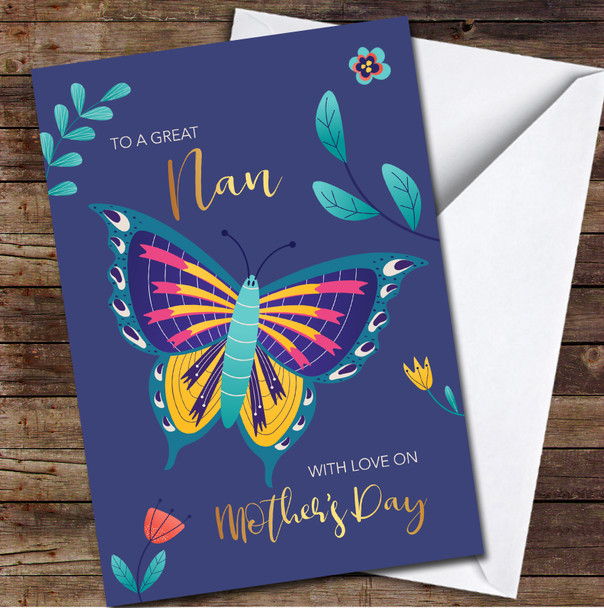 Butterfly Navy Background Personalized Mother's Day Card