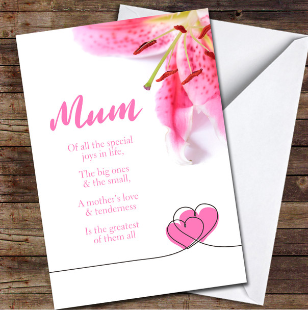 Beautiful Lily Mum Poem Personalized Mother's Day Card