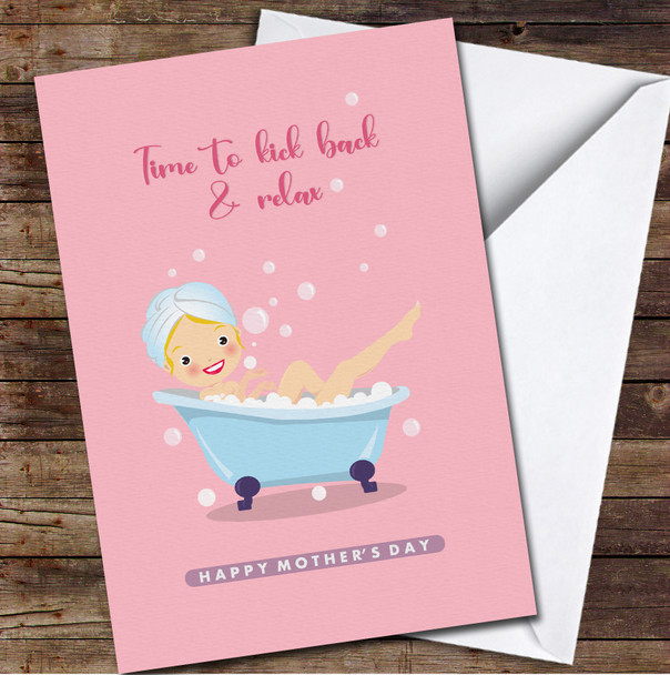 Blonde Hair Bubble Bath Personalized Mother's Day Card Blonde Hair Bubble Bath Personalized Mother's Day Card