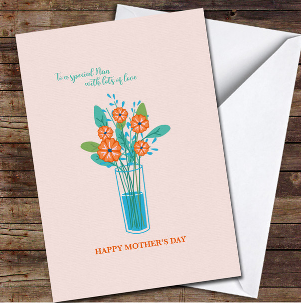 Orange Flowers In Glass Personalized Mother's Day Card