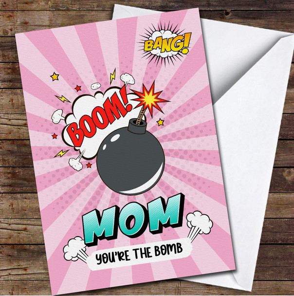 Pop Art Style Bomb Mom Personalized Mother's Day Card