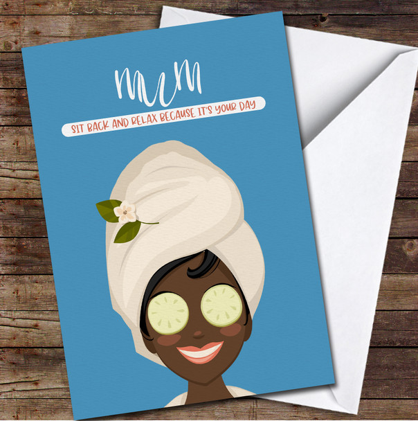 Dark Skin Spa Day Mum Personalized Mother's Day Card