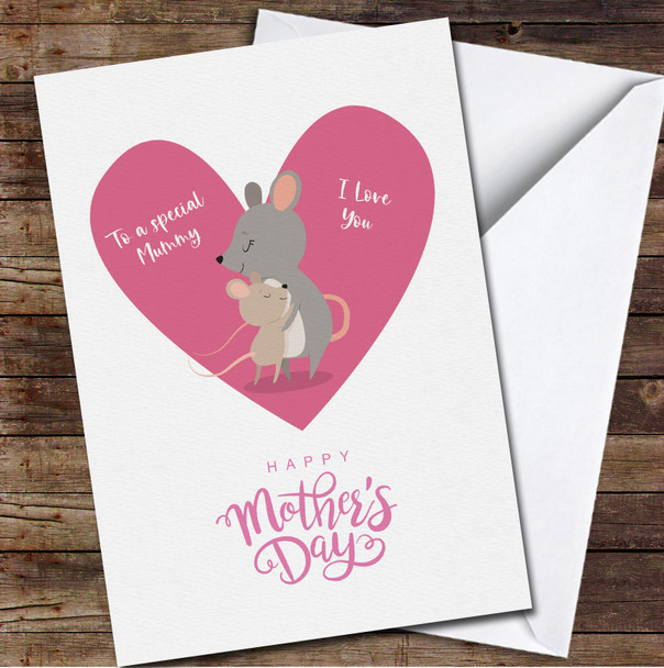 Mouse Mum With Baby Personalized Mother's Day Card