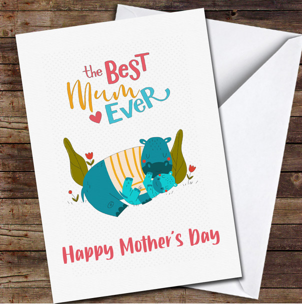 Hippo Mum And Baby Personalized Mother's Day Card