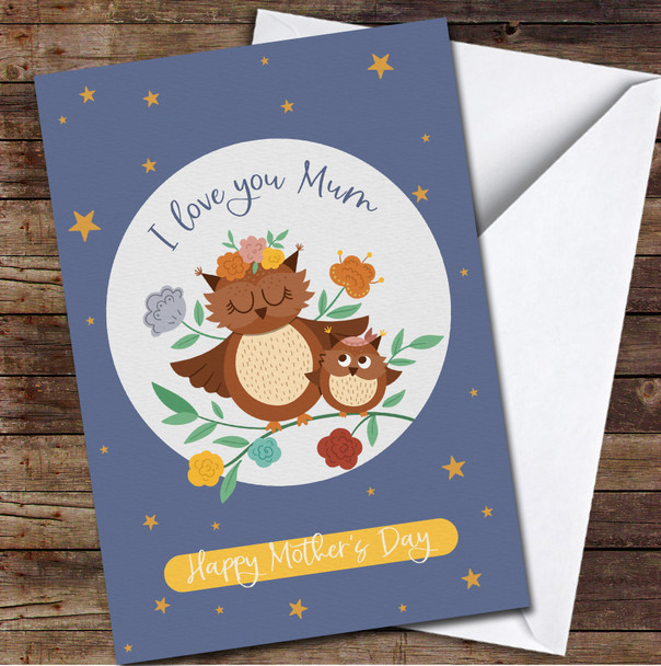 Owl Mum With Baby Personalized Mother's Day Card