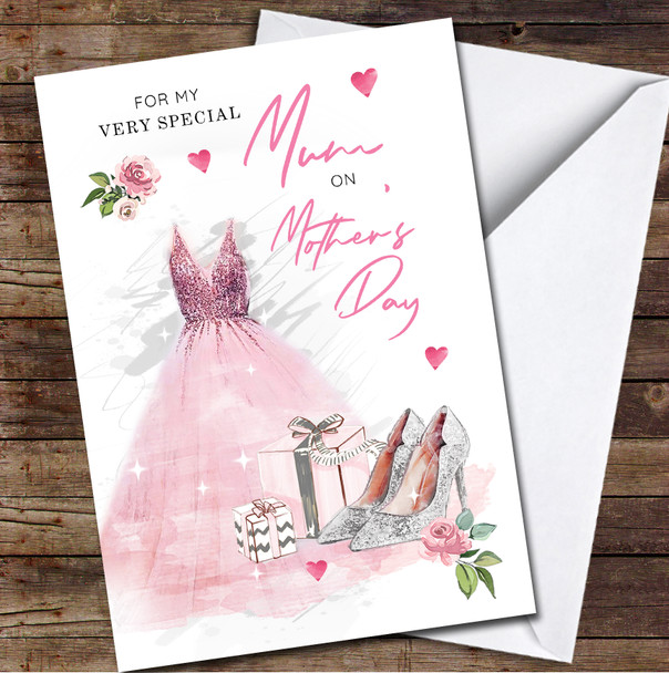 Dress Pink Mum Painted Shoes Personalized Mother's Day Card