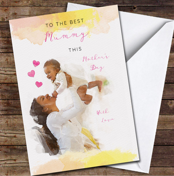 Mummy Holding Child Painted Personalized Mother's Day Card