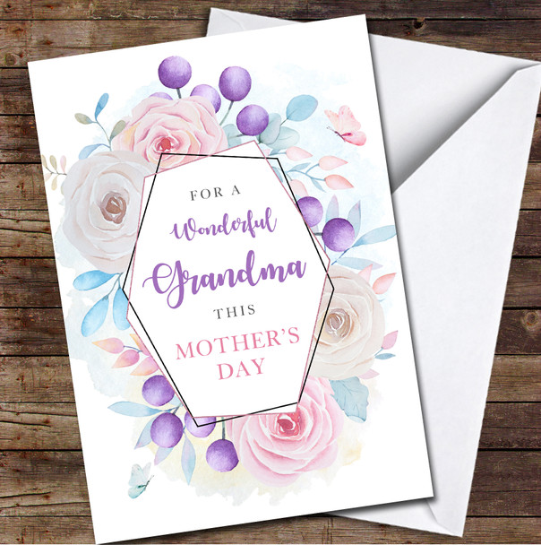 Purple Flowers Grandma Personalized Mother's Day Card