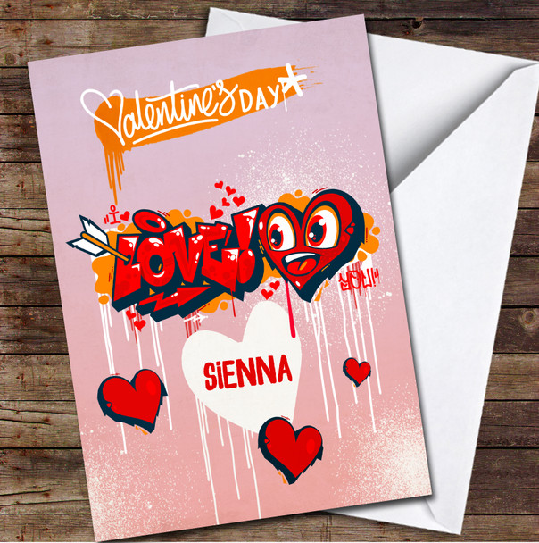Abstract Graffiti Style I Love You With Hearts Personalized Valentine's Day Card