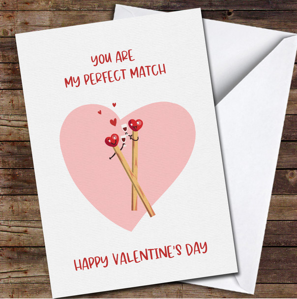 Two Matchsticks With Heart Shaped Heads Personalized Valentine's Day Card