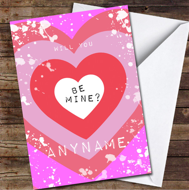 Retro Splatter Heart Be Mine Personalized Valentine's Day Card