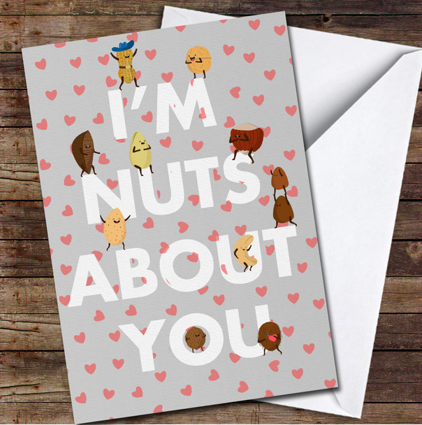 Cute Nuts Cartoon Characters Personalized Valentine's Day Card