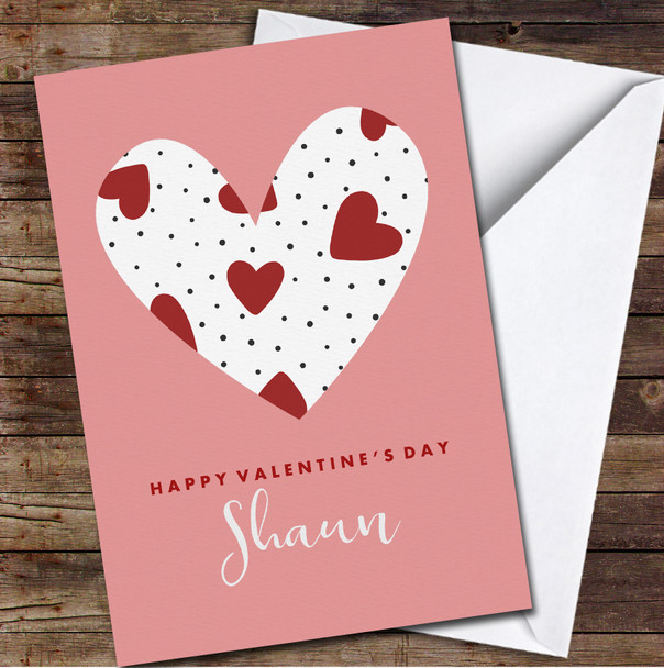 Heart With Pattern In Middle Personalized Valentine's Day Card