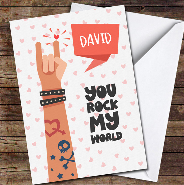 Rock Hand Hearts Background Personalized Valentine's Day Card