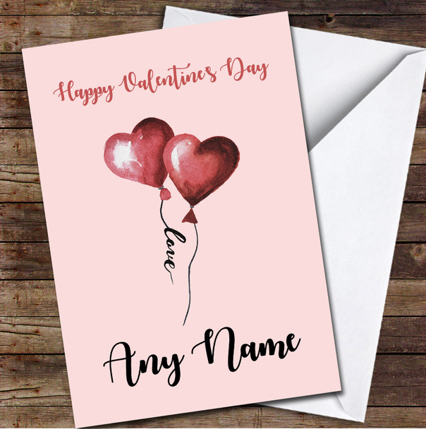 Two Hearts With Love String Personalized Valentine's Day Card