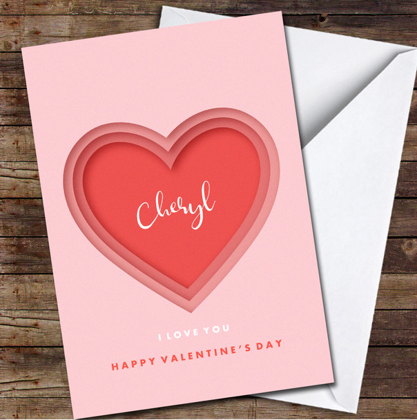 Love Heart Pink Background Personalized Valentine's Day Card