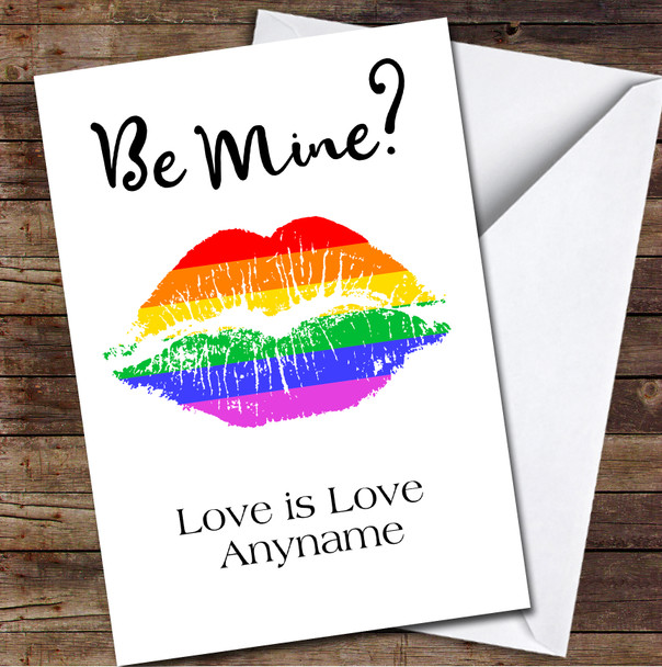 Be Mine Love Is Love Kiss Personalized Valentine's Day Card