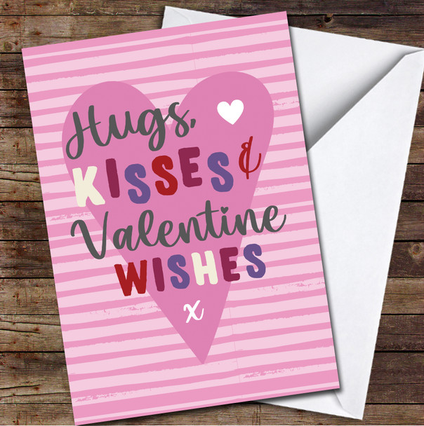 Pink Typographic Stripes Personalized Valentine's Day Card