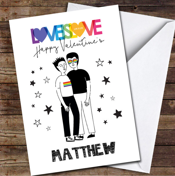 In Love Gay Couple Pride Personalized Valentine's Day Card
