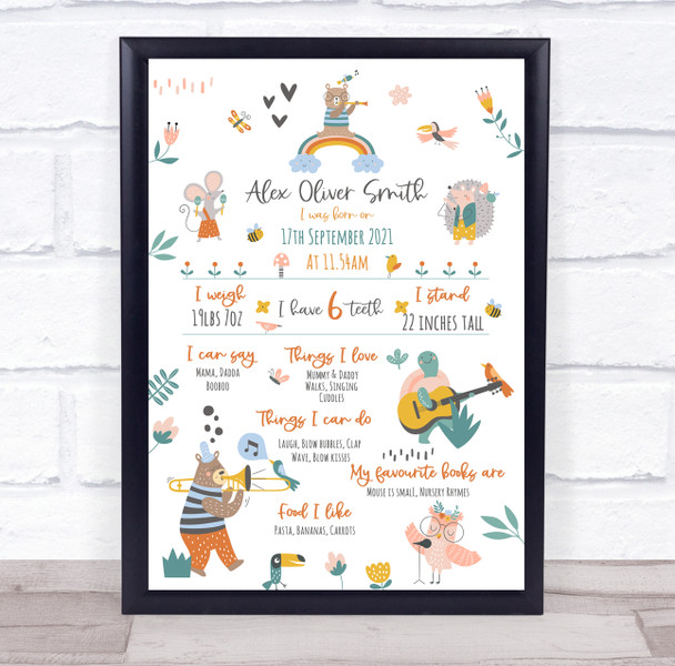 Birthday Favourite Things Milestones Achievements Interests Fun Animals Print