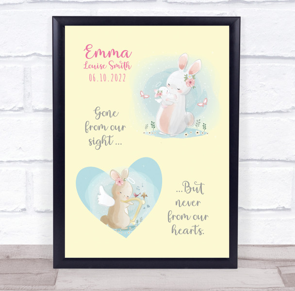 Bunny Child Infant Baby Loss Memorial Yellow Keepsake Print