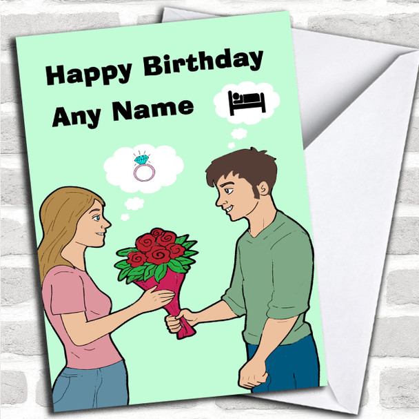 Funny Man And Woman Personalized Birthday Card