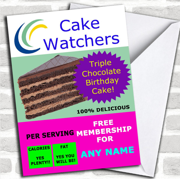 Funny Fat Cake Watchers Personalized Birthday Card