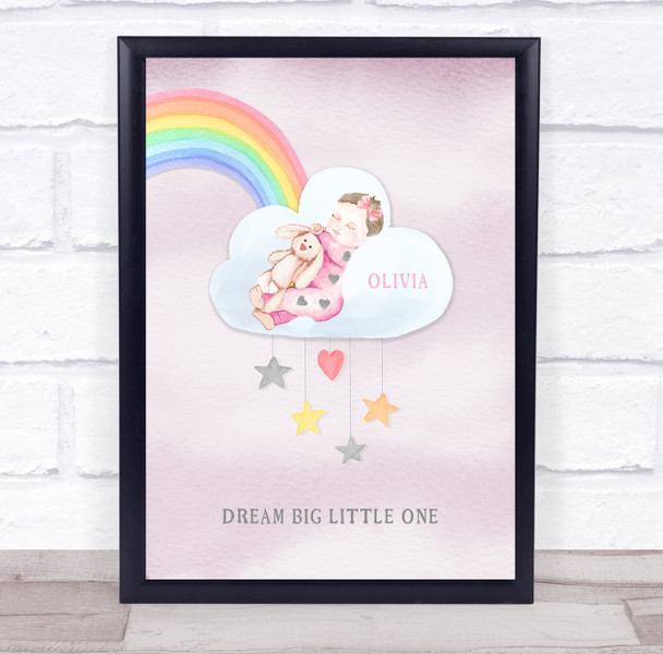 Rainbow Cloud Baby Girl Pink Dream Big Little One Children's Wall Art Print