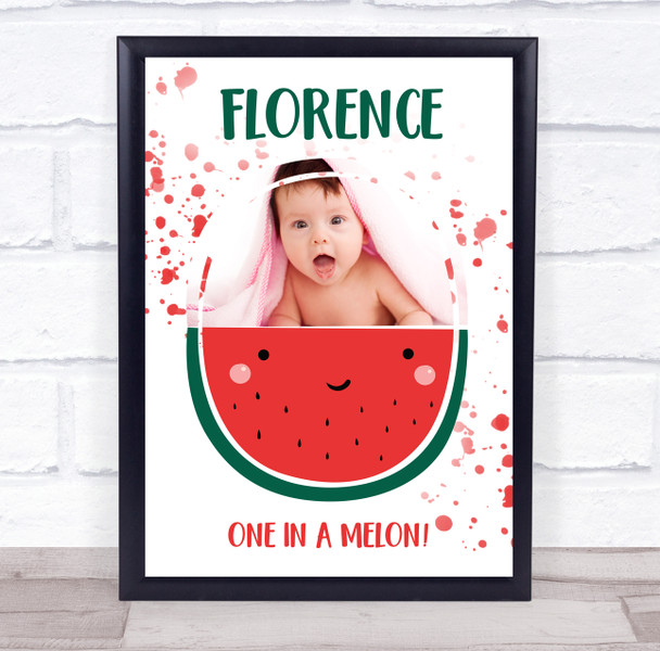 One In A Melon Baby Photo Personalised Children's Wall Art Print