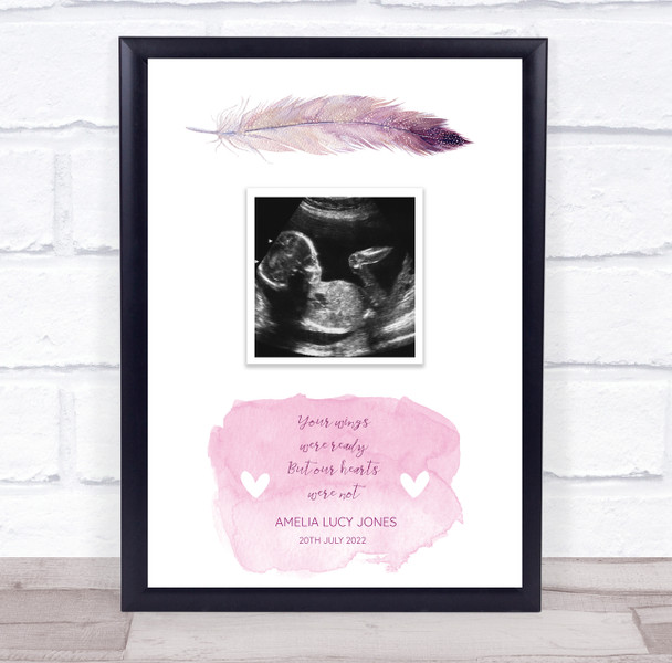 Baby Loss Miscarriage Memorial Quote Photo Scan Picture Pink Feather Print Baby Loss Miscarriage Memorial Quote Photo Scan Picture Pink Feather Print